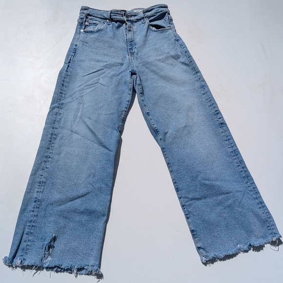 Women's Blue Jeans with Frayed Hem - Picture 1 of 9